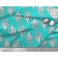 thumbnail image 2 of Soimoi Georgette Viscose Fabric Leaves & Floral Block Print Fabric by Yard 42 Inch Wide, 2 of 3