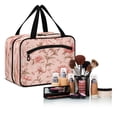 thumbnail image 6 of Travel Hanging Toiletry Bag with 4 Zipped Compartments Waterproof Makeup Accessories Spacious Cosmetic Bag Pink Flowers Large, 6 of 9