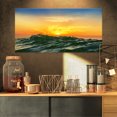 thumbnail image 1 of Soleil Brillant et Vagues Lumineuses - Impression sur Toile Photo de Plage, 1 of 3