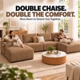 thumbnail image 3 of DTTRA 130" U-Shaped Boneless Modular Sectional Sofa with Double Chaise, 6 Seats, Corduroy, Brown, 3 of 8