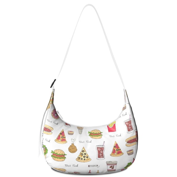 Food Pattern Crossbody Bag Lightweight Nylon Adjustable Strap Ice Cream Dessert Summer Colorful Sweet Treats Small Purse for Women Travel