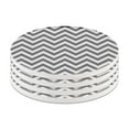 thumbnail image 3 of CARIBOU Round Ceramic Stone Coaster for Drinks Set of 4pcs, Gray Mini Chevron, 3 of 6
