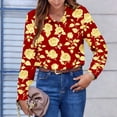 thumbnail image 5 of Abomasnow Womens Button Down Shirts Fashion Boho Floral Printed Shirts Dressy Casual Long Sleeve V Neck Tops S-2XL, 5 of 6