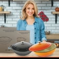 thumbnail image 3 of Summerset Enamel Cast Iron Dutch Oven Pan & Pot Casserole Skillet (Non-Stick 5 Quart, Orange), 3 of 5