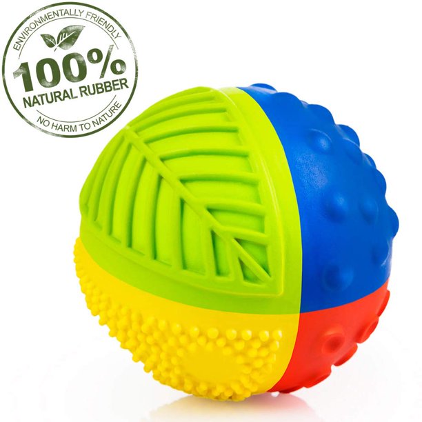 Pure Natural Rubber Sensory Ball (3") RAINBOW SEALED HOLE, All Natural Sensory Toy, Promotes