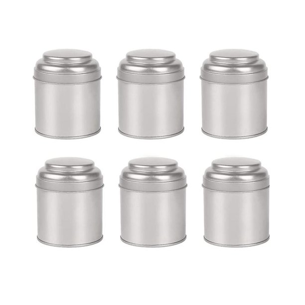 Bote de latas de té JINMJMXG 6 uds. tapas dobles herméticas color Plata 75x90mm