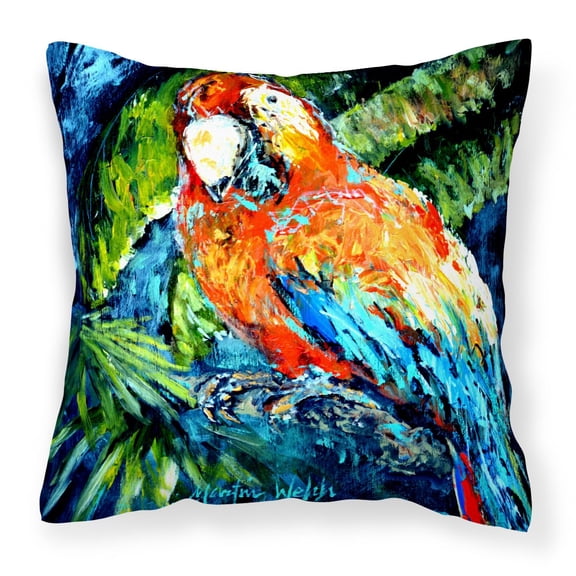 Carolines Treasures MW1204PW1414 Yo Yo Mama Parrot Canvas Fabric Decorative Pillow  14Hx14W multicolor