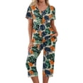 thumbnail image 2 of Womens Tropical Hawaiian Pajamas Set 2026 Lounge Hawaiian Printed Plus Size Short Sleeve and Capri Trousers Sets with Pockets, 2 of 6