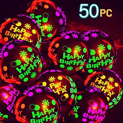 Globos de neón NOREEN que brillan en la oscuridad decoraciones temáticas fiesta cumple 12 pulgadas 50 piezas