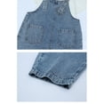 thumbnail image 5 of ibiyuan Girls Denim Overalls Casual Wide Leg Jumpsuit Elastic Waist Suspenders Jeans with Pockets Fashion Personality Pants Sky Blue,10-11 Years, 5 of 7