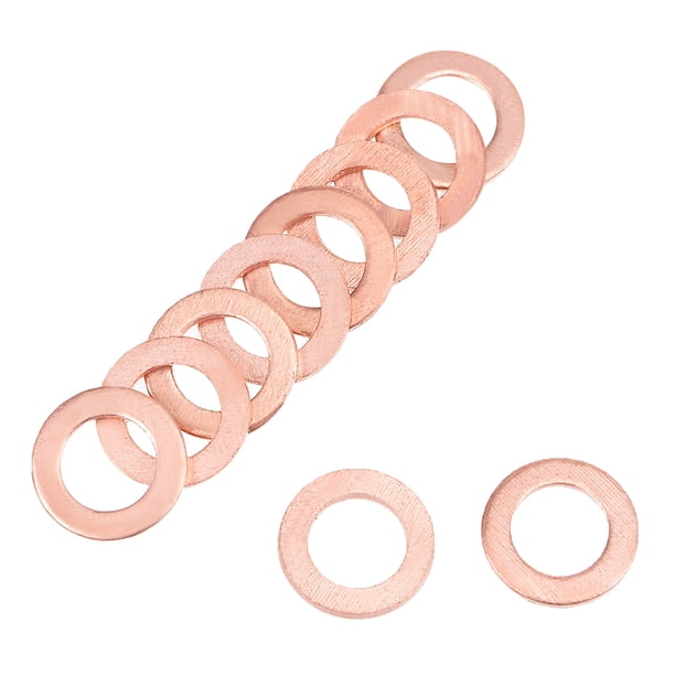 Arandela plana de cobre de 100pcs 6mm x 10mm x 1mm para tornillo de tornillo