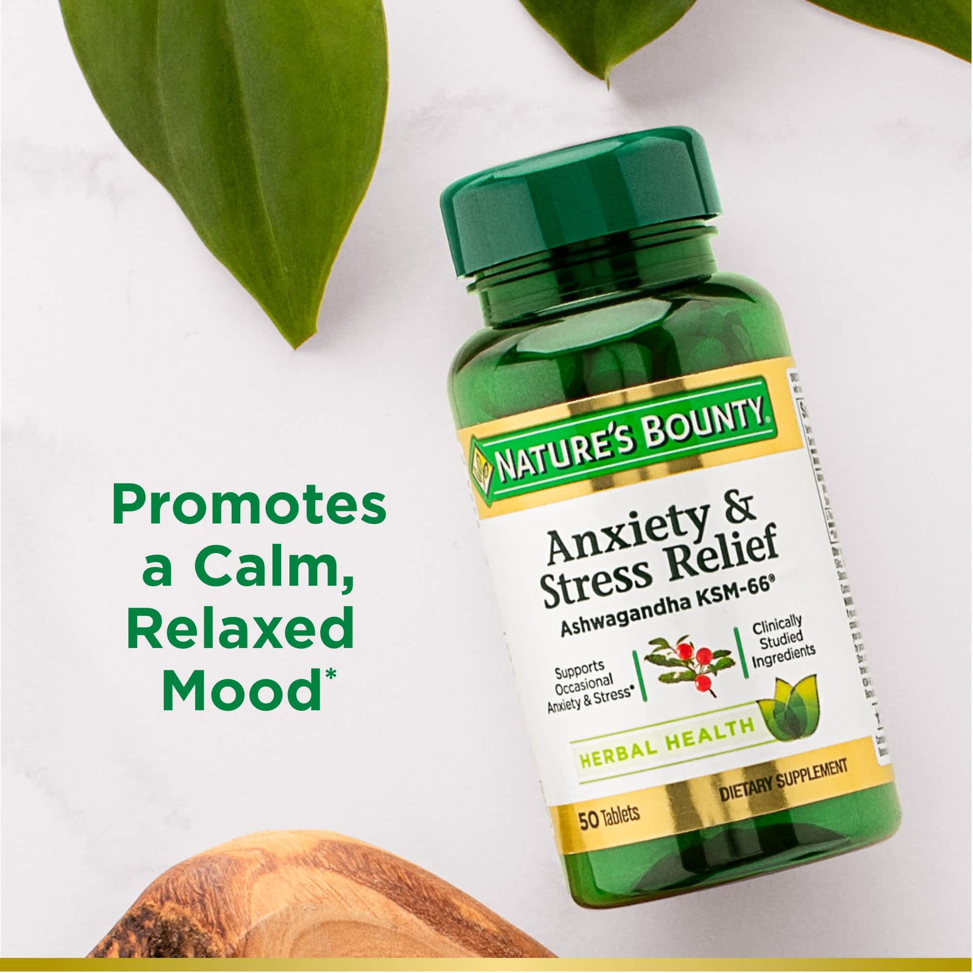 Nature’s Bounty Anxiety & Stress Relief  Supplement, Ashwagandha KSM 66 , 50 Ct - image 5 of 8