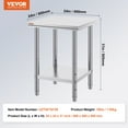 thumbnail image 3 of VEVOR Stainless Steel Prep Table, 24 x 24 x 31 Inch, 700 lbs Load Capacity, Heavy Duty Metal Worktable with 3 Adjustable Height Levels, Commercial Workstation for Kitchen Garage Restaurant Backyard, 3 of 10
