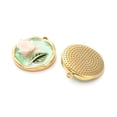 thumbnail image 2 of 10pcs 304 Stainless Steel Enamel Pendants with Resin Flat Round with Flower Ion Plating(IP) golden Pale Green 22x19x5mm Hole: 1.8mm, 2 of 3