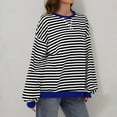 thumbnail image 2 of Womens Oversized Shirts Fashion Striped Color Block Long Sleeve Round Neck Tunic Blouses Relaxed Fit Casual Workout Basic Tees, 2 of 8