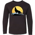 thumbnail image 3 of Inktastic Wolf Wilderness Mountains Moon Long Sleeve Youth T-Shirt, 3 of 5