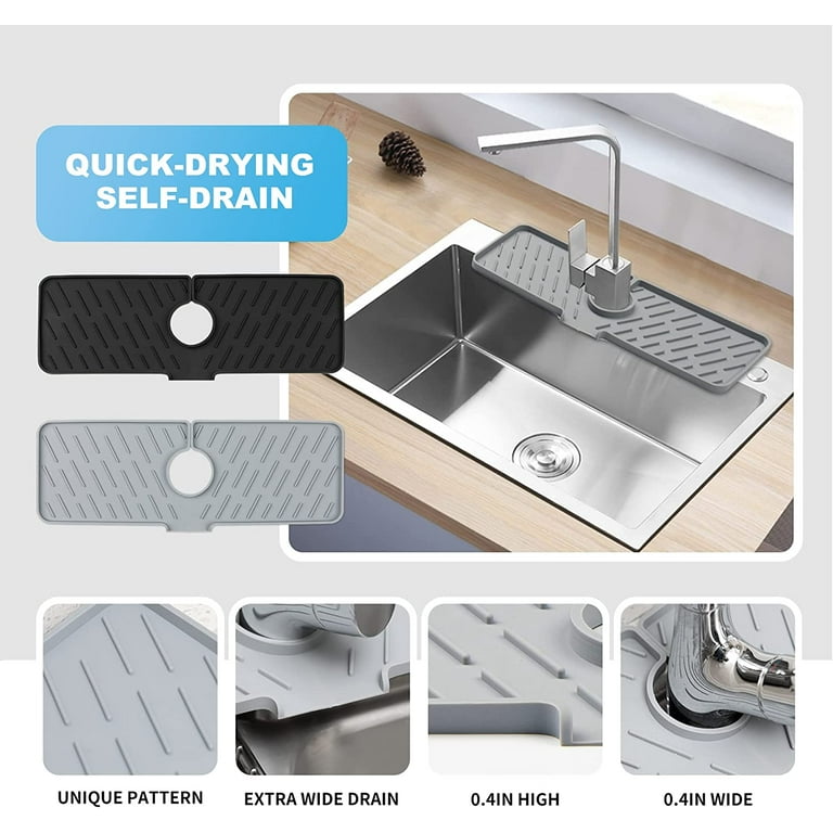 Kitchen Sink Protector Mat - 2Pack Adjustable Sink Protectors for Kitchen  Stainless Steel Sink - Fast Draining Sink Mats for Bottom Of Kitchen Sink 