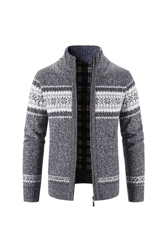 Men's Long Sleeve Cardigan Sweaters Christmas Winter Thermal Cable Knit Thick Fleece Lined Slim Fit Zipper Sweater Comfy Business Casual Jackets & Coats Pocket Dark Grey 38