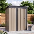 thumbnail image 2 of Vyrox 5' x 3' Metal Outdoor Storage Shed, Steel Garden Tool Shed with Sloping Roof & Lockable Door for Backyard, Garden, Brown, 2 of 7