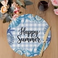 thumbnail image 3 of Summer Ocean Round 13 Inch Placemats Set of 4, Blue Coastal Starfish Seashell Conch Plaid HeatResistant Non Slip Place Mats for Dining Table, Wipeable Braided Kitchen Table Mats for Housewarming, 3 of 9