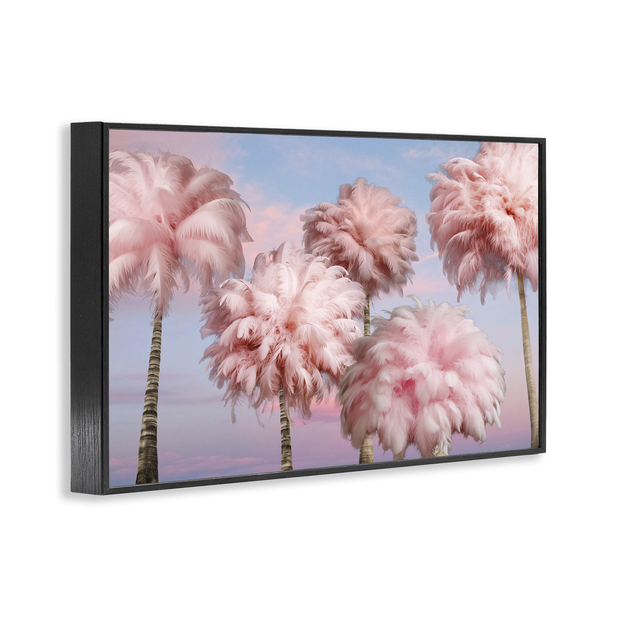 Stupell Industries Fluffy Pink Palm Trees Botanical & Floral Painting Black Framed Art Print Wall Art, 24 x 16