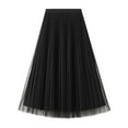 thumbnail image 2 of SWSMCLT Women's Pleated Calf Tea Length Long Skirt Tulle Tutu Midi Skirts Pleated 2 Layered Black One Size, 2 of 4
