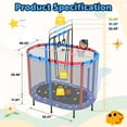thumbnail image 7 of 60" Toddler Trampoline for Kids with Basketball Hoop, SHINPT Indoor Outdoor Kids Trampoline with Enclosure, Swing, Sandbag, Ring, Gymnastics Bar, Ocean Balls, Small Trampoline Gift for Boys Girls, 7 of 7