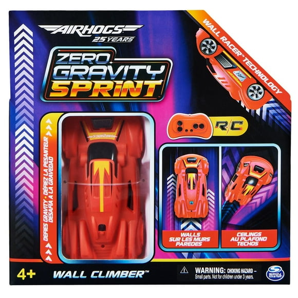 Air Hogs, Zero Gravity Sprint RC Car Wall Climber, Red USB-C Rechargeable Indoor Wall Racer, Over 4-Inches, Kids Toys for Kids Ages 4 and up