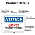 thumbnail image 2 of (2 Pack) Empty Nitrogen Cylinders OSHA Notice Sign 10 Inch X 7 Inch Indoor / Outdoor Rust-Free Aluminum Metal Signs for Workplace, Workshop, and Construction Site, Made in the USA, 2 of 8