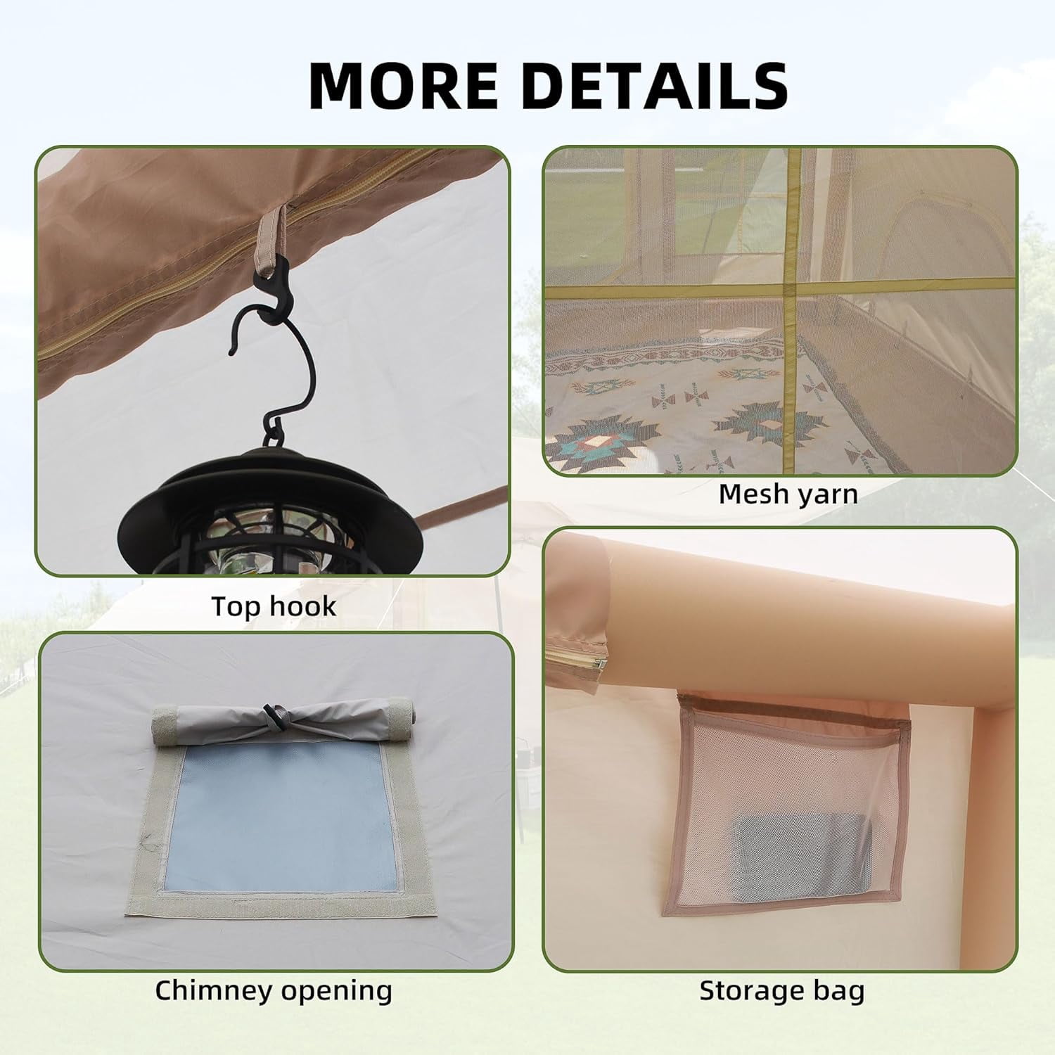 Urday 68 Sq. Ft. Inflatable Camping Tent, Waterproof 4 Season Air Tent with Skylight, 420D Oxford Glamping Tent for Family