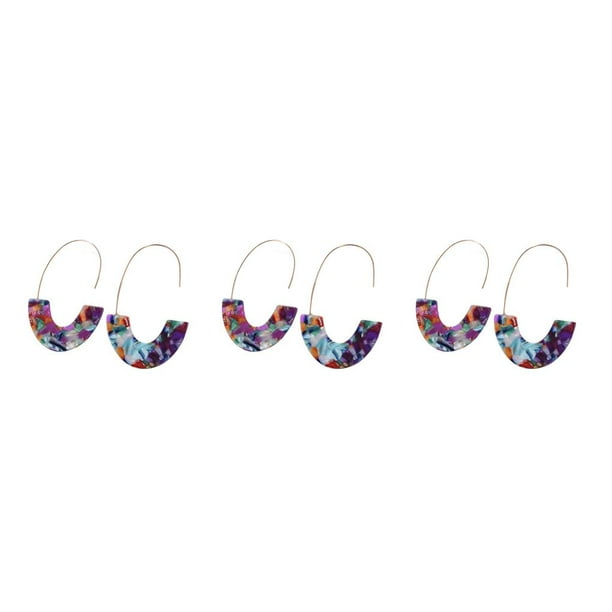 Pendientes Qarigey 1 par estilo sencillo forma de U estampado de leopardo azul