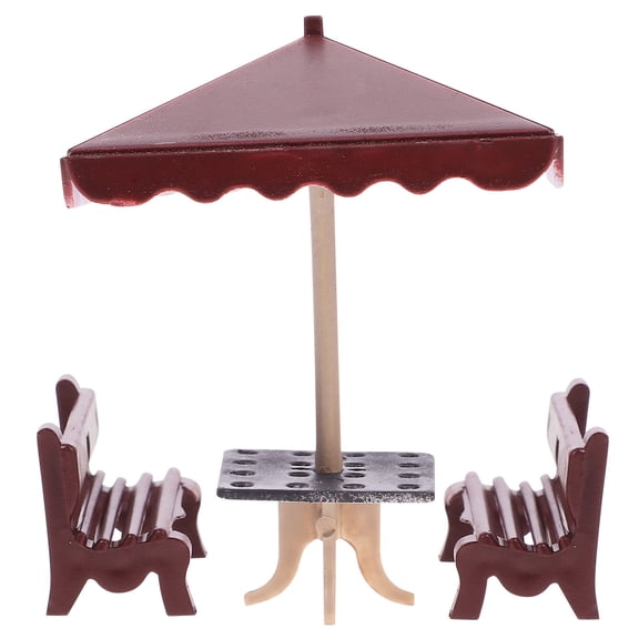FRCOLOR  Mini House Bench Dollhouse Dining Room Accessories Dark Brown