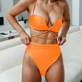 thumbnail image 2 of Sngxgn Bikini Set for Women Bathing Suit High Waisted V Neck Two Pieces Swimsuit(Orange,L), 2 of 5