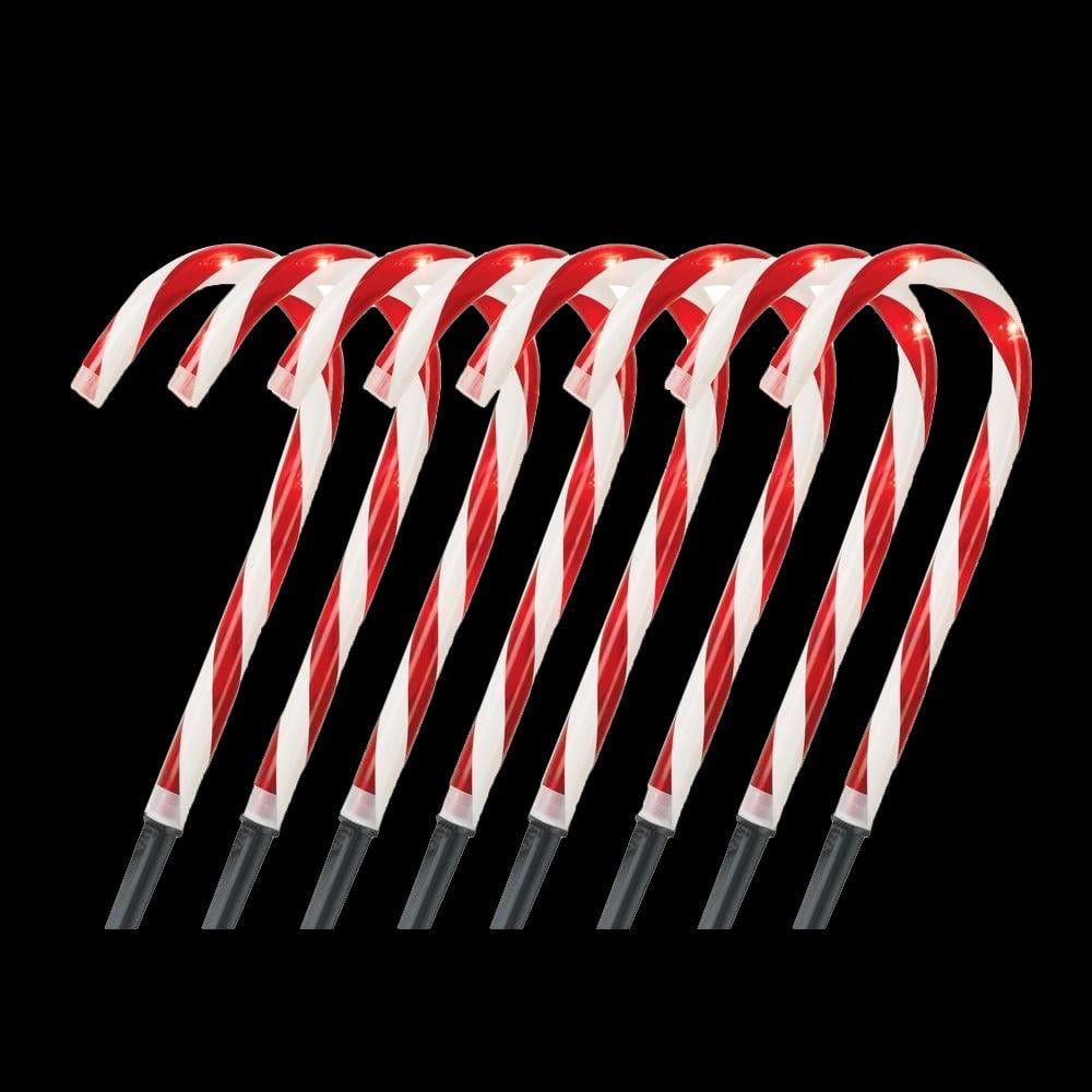 GIGALUMI Christmas Candy Cane Lights 10 LED Red Beads Glowed Waterproof UL Listed Outdoor Christmas Decorations 10 Pack Candy Cane Pathway Markers Outdoor 29 with 8 Lighting Modes