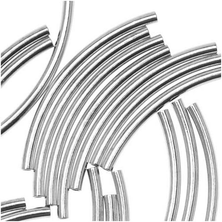 20 Mm Curved Tube - Silver Plated Curved Noodle Tube Beads 1.5mm x 20mm (50)