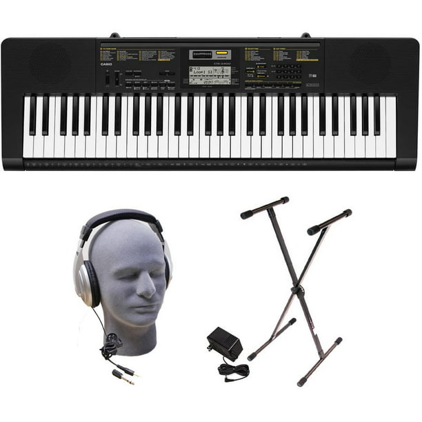 Casio CTK-2400 61-Key Premium Portable Keyboard Package with Samson HP30  Headphones, Stand and Power Supply - Walmart.com