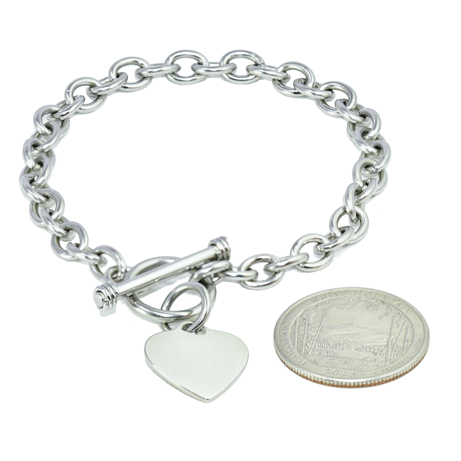 Flamereflection Stainless Steel Classic Silver Gold Rose Gold Plated Heart Charm Toggle Closure Bracelet 7 5 Special Gifts For Women Girls Walmart Com Walmart Com