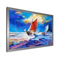 thumbnail image 2 of Sail ships On The Ocean Waves During Evening 40 in x 30 in Framed Painting Canvas Art Print, by Designart, 2 of 4