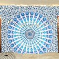 thumbnail image 4 of Bless International Hecho a mano indio hippie bohemio psicodélico pavo real mandala colgante de pared dormitorio universitario playa mantas mantel ropa de cama tapiz (pavo real azul cielo doble (54 x, 4 of 5