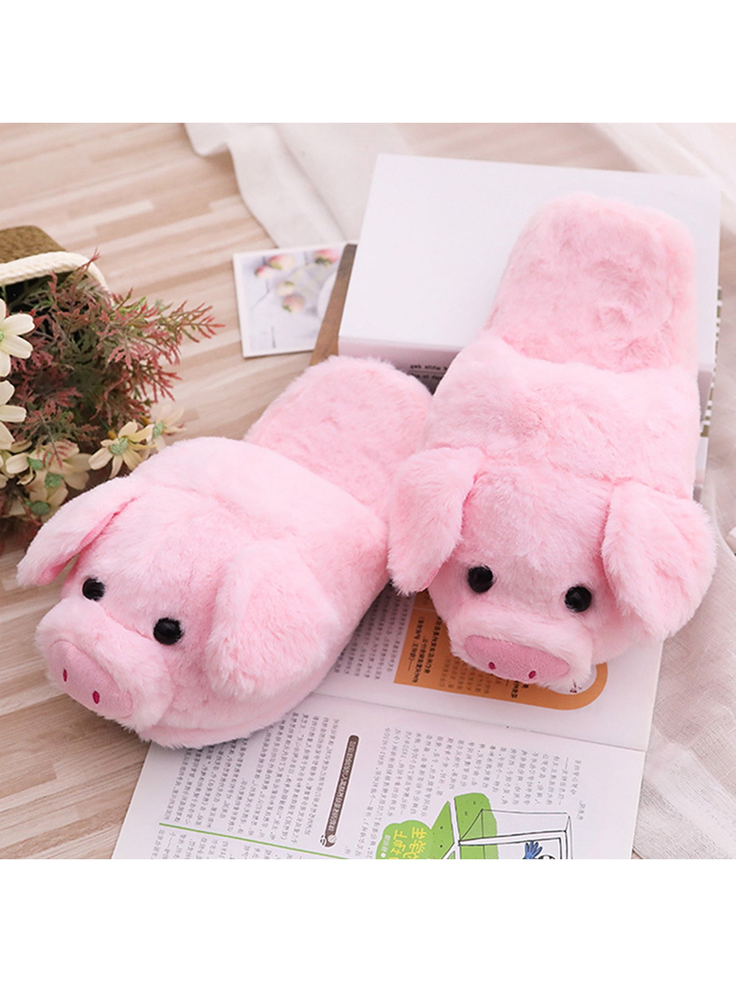 Winter Women Slippers Indoor Shoes Pig Patterned Cotton Plush Home Footwear Shoe