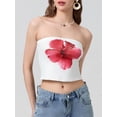 thumbnail image 6 of Raccmtaty Women Crop Tube Tops Floral Print Strapless Tops Tank Tops Summer Backless Bandeau Shirts, 6 of 7