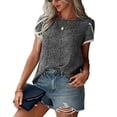 thumbnail image 4 of Guardurnaity Camiseta de manga corta para mujer, camisa transpirable con estampado informal, blusa de fiesta de trabajo deportivo, ropa de primavera Prendas para la parte del cuerpo Flor negra SG, 4 of 6