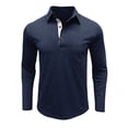 thumbnail image 3 of YYDGH Men's Casual Polo Shirts Classic Button Basic Long Sleeve Shirt Solid Color Cotton Tees Stylish Pullover Tops, 3 of 7