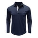 thumbnail image 3 of pstuiky Camisas casuales de manga larga para hombre, Camiseta informal de manga larga para hombre, color liso, con solapa, estilo retro. Tops de talla grande para hombre xl, 3 of 7