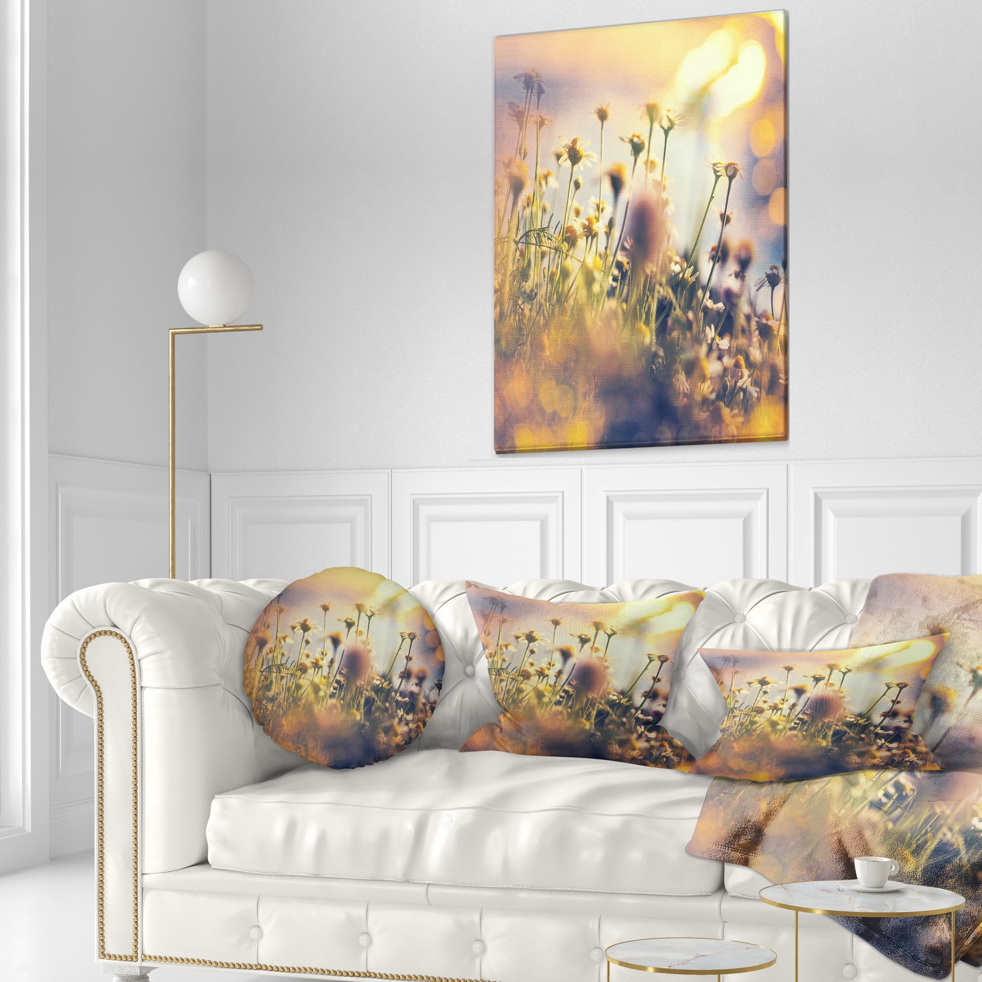 Designart 12" x 20" Yellow Polyester Throw Pillow