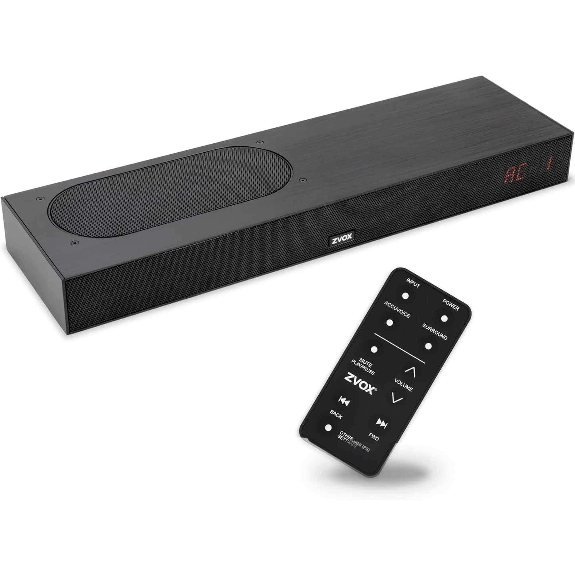 ZVOX AV835 Dialogue Clarifying Soundbar with 20 Levels of Voice Boost, Dual Woofers, HDMI-Compatible