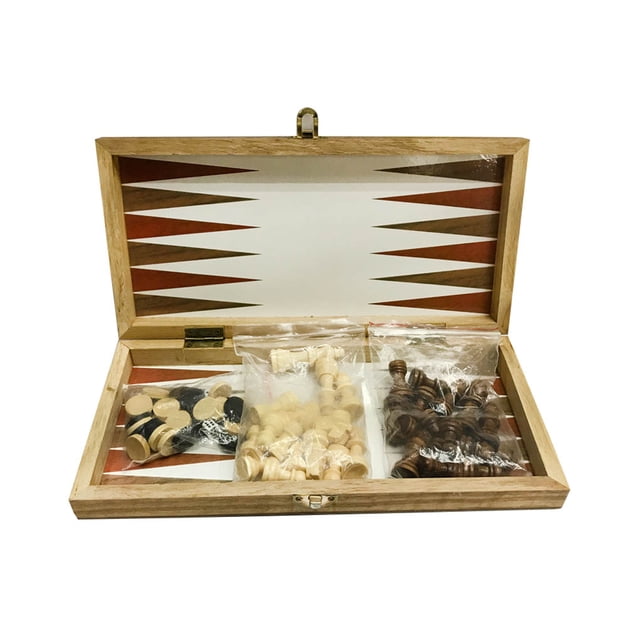 Juego de ajedrez y damas internacionales de madera estándar universal 3 en 1 Tablero plegable Ajedrez de viaje para principiantes Speravity FN0184-00B