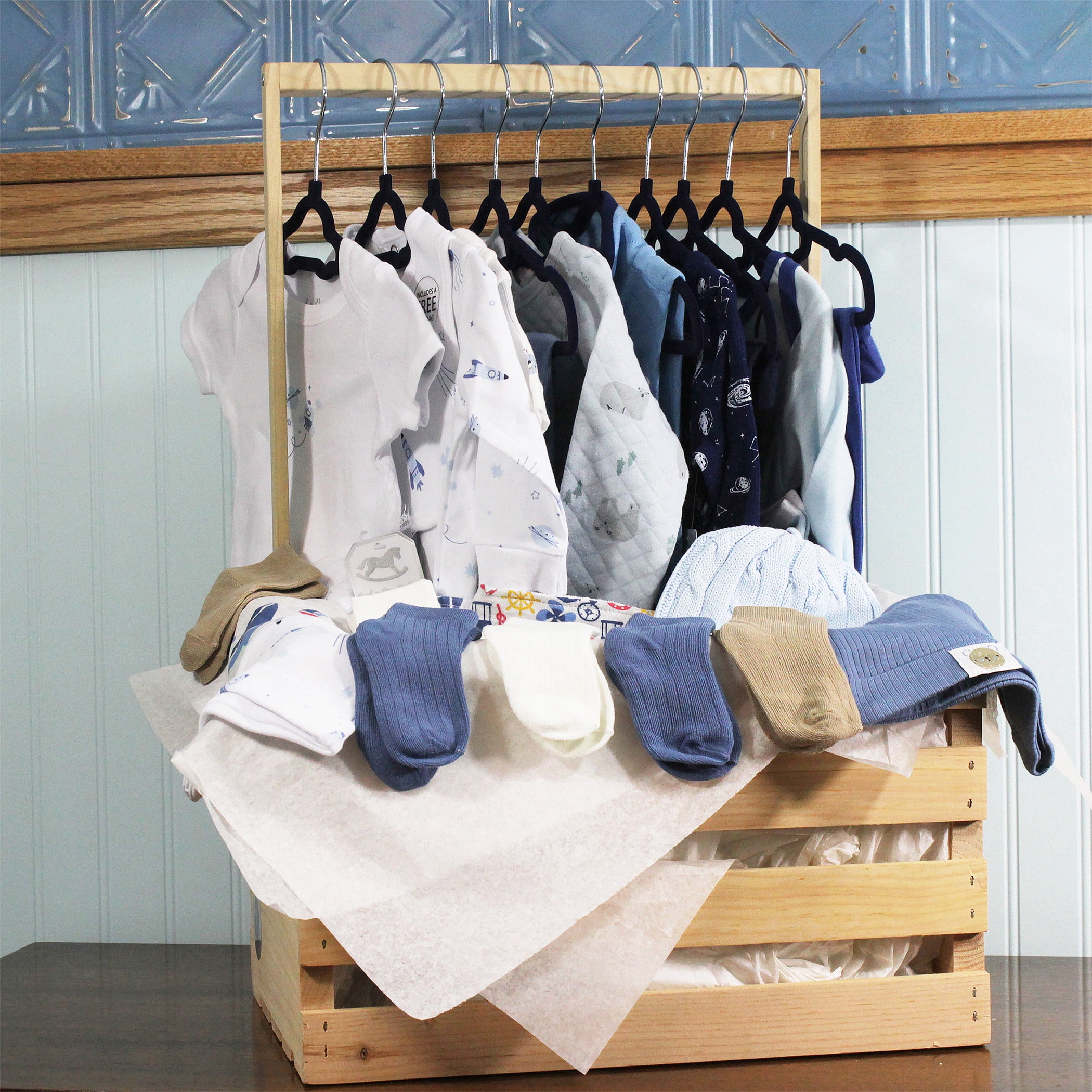 38 Piece Infant Boy Clothing Baby Shower Wardrobe Gift Crate