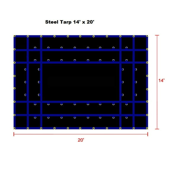 Xtarps-14' x 20'  Flatbed Truck Tarp - Light Weight Steel Tarp, Black