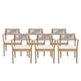 thumbnail image 3 of Christopher Knight Home Wood Outdoor Dining Chair with Cushion, Woven Rope Design, Teak+Cream, Set of 6, 3 of 12